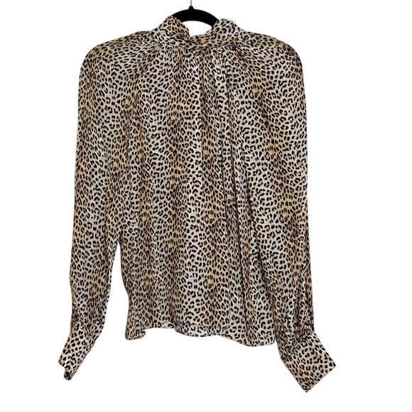 Ramy Brook Leopard Print Silk Neck Tie Blouse Leopard Print XS - Picture 2 of 12